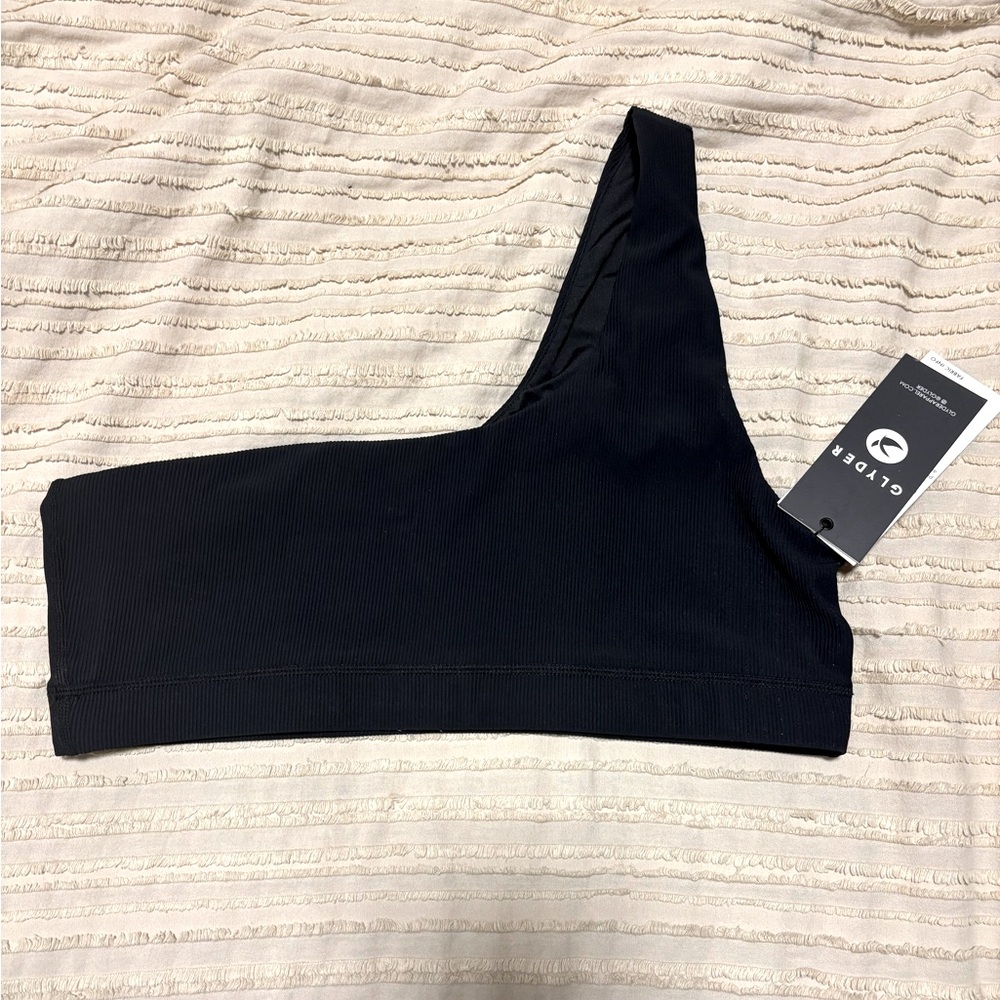 Glyder Black One Shoulder Sports Bra Size Extra Large